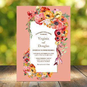 Colourful Poppies Wedding Invitation