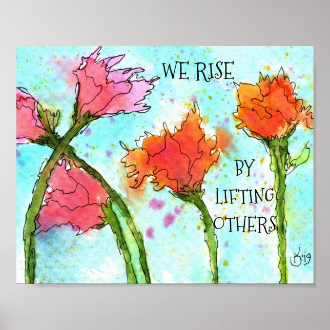 Colourful Poppies with Words Poster - 10"x8" (Front)