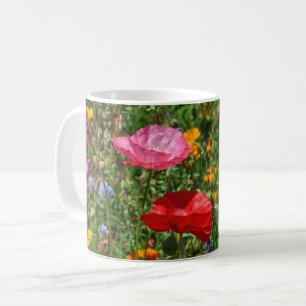 Colourful poppy flowers coffee mug