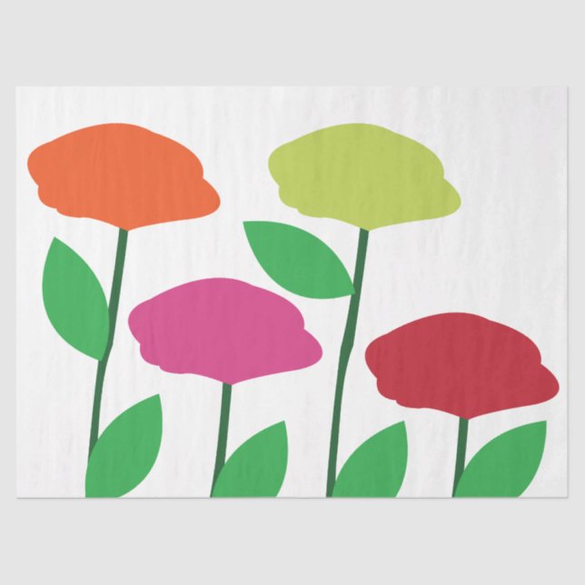 Colourful Poppy Flowers Floral Tissue Paper (Front)