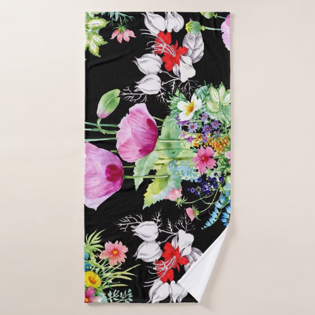 Colourful Poppy Summer Flowers Pattern Bath Towel (Bath Towel)