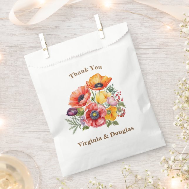 Colourful Poppy Wedding Thank You Favour Bag (Clipped)