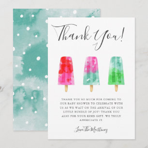 Colourful Popsicle Baby Shower Thank You Card