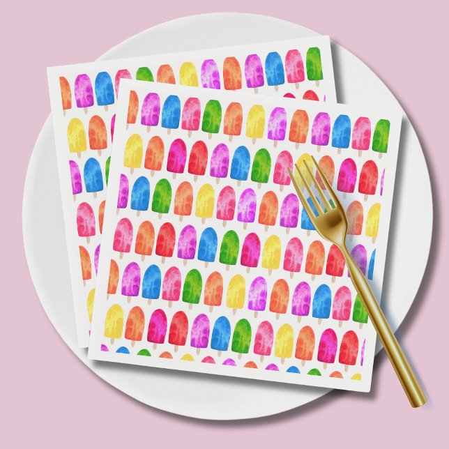 Colourful Popsicle Ice Lolly pattern Napkin (Ice lolly popsicle paper napkins)
