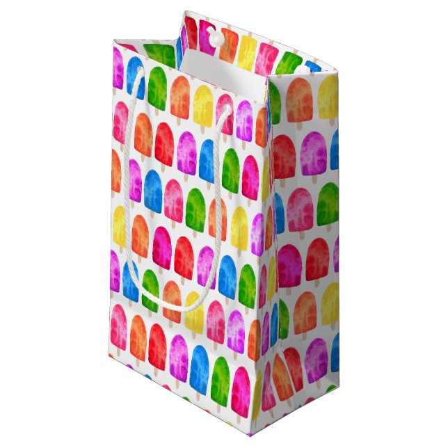 Colourful Popsicle Ice Lolly pattern Small Gift Bag (Front Angled)