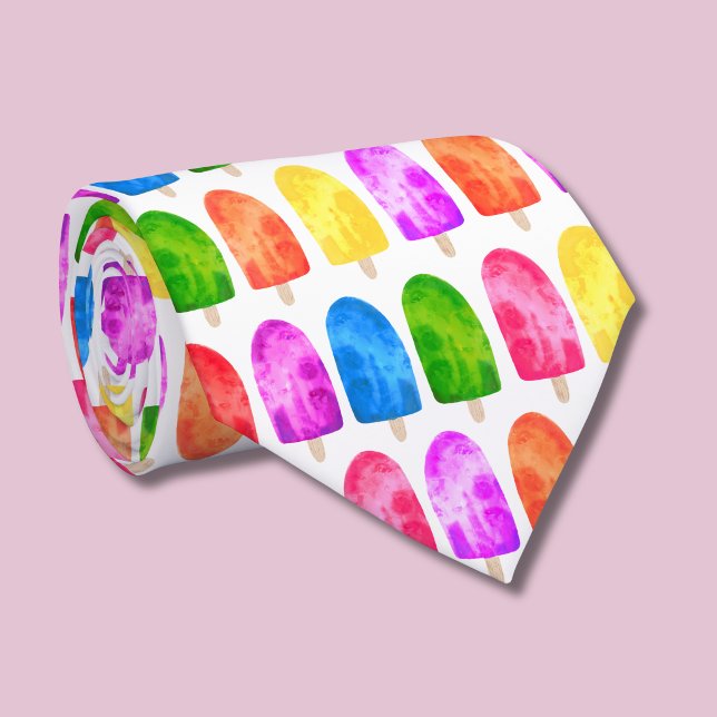 Colourful Popsicle Ice Lolly pattern Tie (Popsicle ice lolly tie)