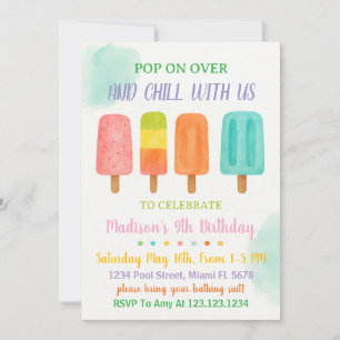 Colourful Popsicle Party Birthday Invitation