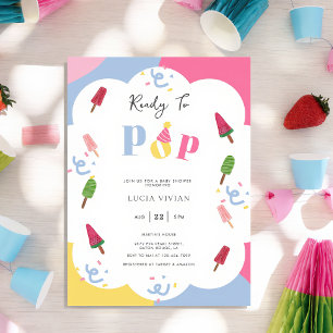 Colourful Popsicle Ready to Pop Baby Shower Invitation