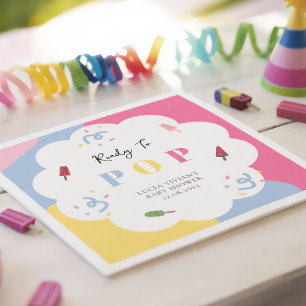 Colourful Popsicle Ready to Pop Baby Shower Napkin