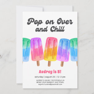 Colourful Popsicle Summer 5th Birthday Invitation