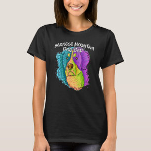 Colourful Portrait Bernese Mountain Dog Dad Father T-Shirt
