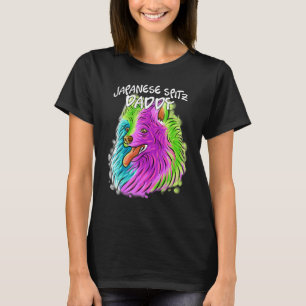 Colourful Portrait Japanese Spitz Dog Dad Father's T-Shirt