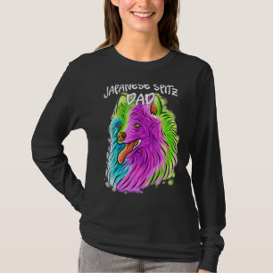 Colourful Portrait Japanese Spitz Dog Dad Father's T-Shirt
