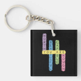 Colourful Positive Affirmations Puzzle Design Key Ring