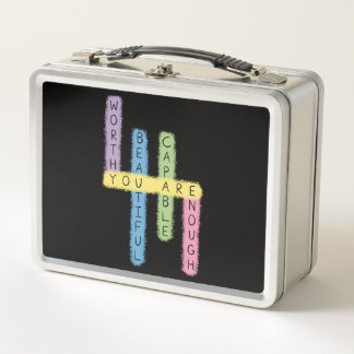 Colourful Positive Affirmations Puzzle Design Metal Lunch Box