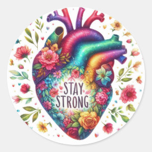 Colourful Positivity with Heart Classic Round Sticker