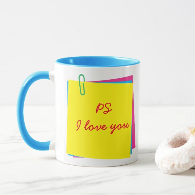 Colourful Post it Notes with PS I Love You and Nam Mug (With Donut)