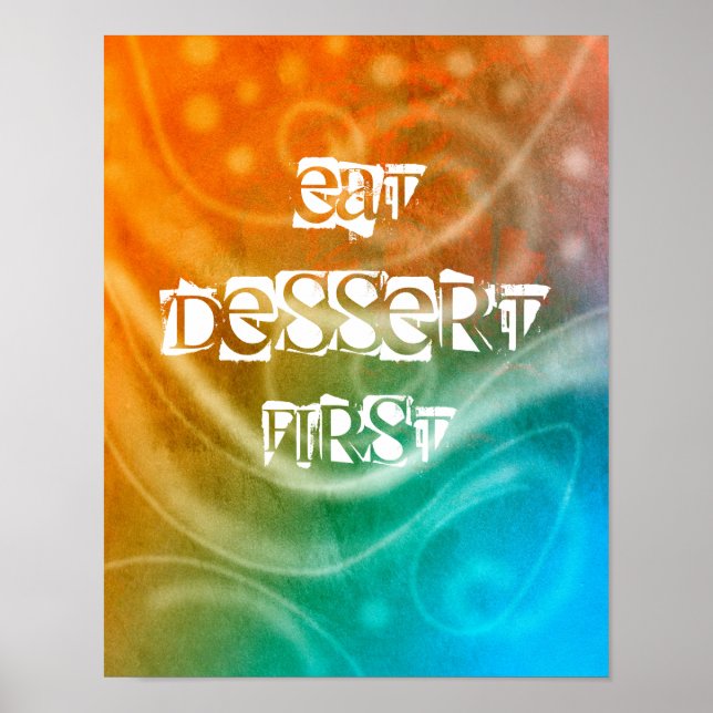 colourful poster abstract art eat dessert first (Front)