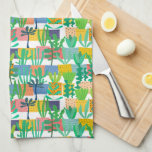 Colourful Pots and Cactus Pattern Tea Towel<br><div class="desc">These kitchen towel has cute colourful pots filled with green plants and cactus. You can put this design on other products,  too!</div>