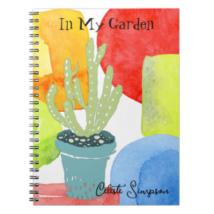 Colourful potted cactus custom notebook