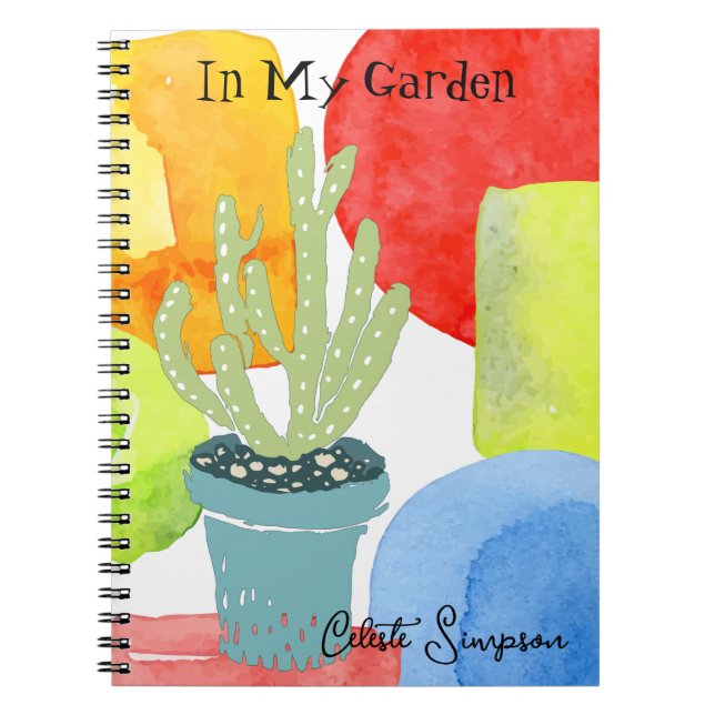 Colourful potted cactus custom notebook (Front)