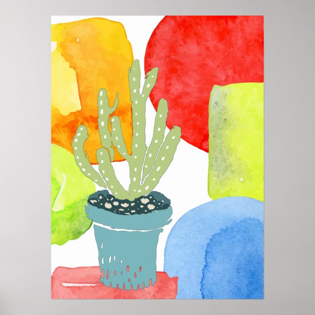 Colourful potted cactus poster (Front)