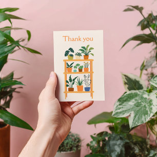 Colourful Potted Houseplants on a rack Thank You Card