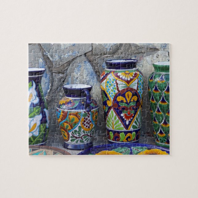 Colourful pottery for sale in downtown Loreto, Jigsaw Puzzle (Horizontal)