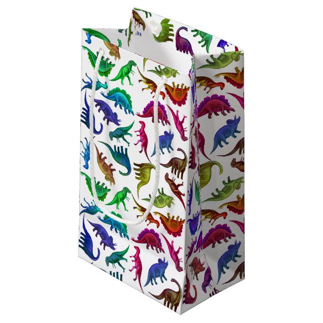 Colourful Prehistoric Dinosaurs Gift Bag (Front Angled)