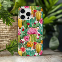 Colourful Preppy Cactus Floral Personalised Name