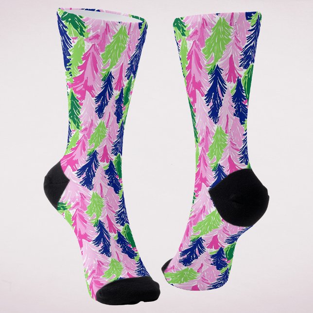 Colourful Preppy Christmas Tree Pattern Socks (Creator Uploaded)