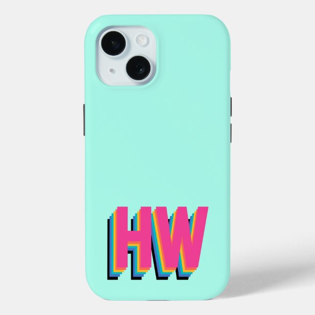 Colourful Preppy Initial Name  Case-Mate iPhone Case (Back)