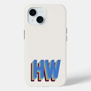 Colourful Preppy Initial Name iPhone 15 Case