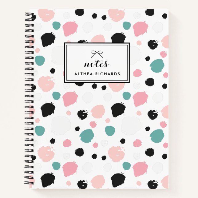 Colourful Preppy Ink Pattern Personalised Notebook (Front)