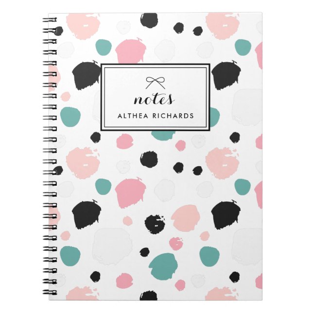 Colourful Preppy Ink Pattern Personalised Notebook (Front)