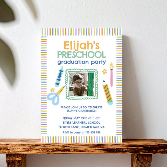 Colourful Preschool Graduation Party Invitation (Creator Uploaded)