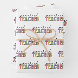 Colourful Preschool Teacher Wrapping Paper Sheet