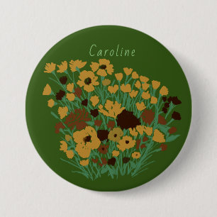 Colourful Pretty Field Of Flowers + Custom Name 7.5 Cm Round Badge