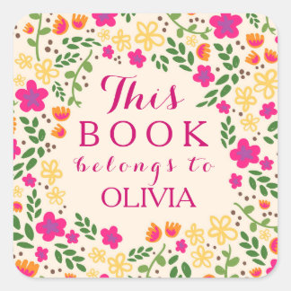 Colourful Pretty Floral This Book Belongs Stickers