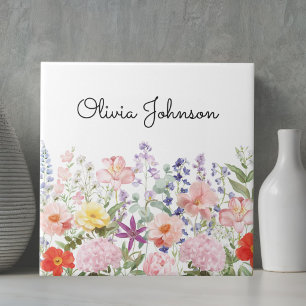 Colourful Pretty Flowers Floral Garden Personalise Ceramic Tile