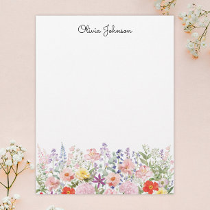 Colourful Pretty Flowers Floral Garden Personalise Custom Letterhead