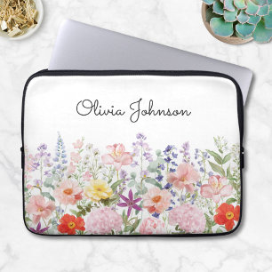Colourful Pretty Flowers Floral Garden Personalise Laptop Sleeve