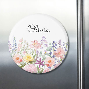 Colourful Pretty Flowers Floral Garden Personalise Magnet