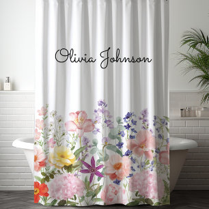 Colourful Pretty Flowers Floral Garden Personalise Shower Curtain
