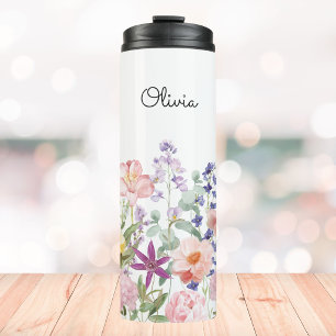Colourful Pretty Flowers Floral Garden Personalise Thermal Tumbler
