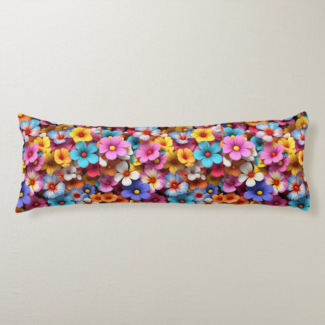 Colourful Pretty Flowers Pattern-20240 Body Cushion (Front)