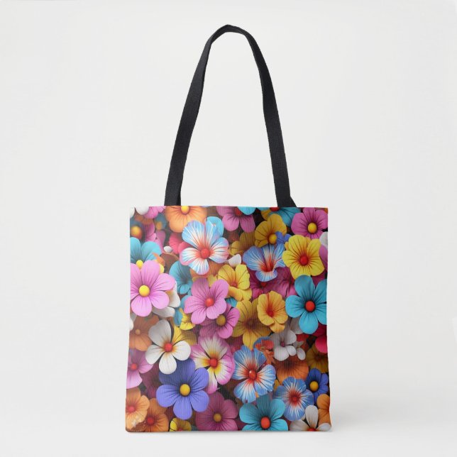 Colourful Pretty Flowers Pattern-20240 Tote Bag (Front)