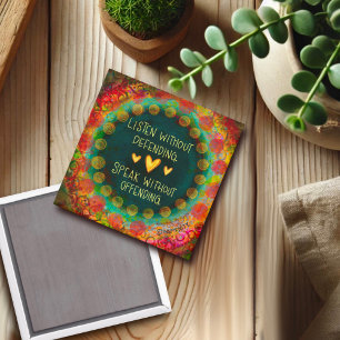 Colourful Pretty Listen Quote Inspirational Hearts Magnet