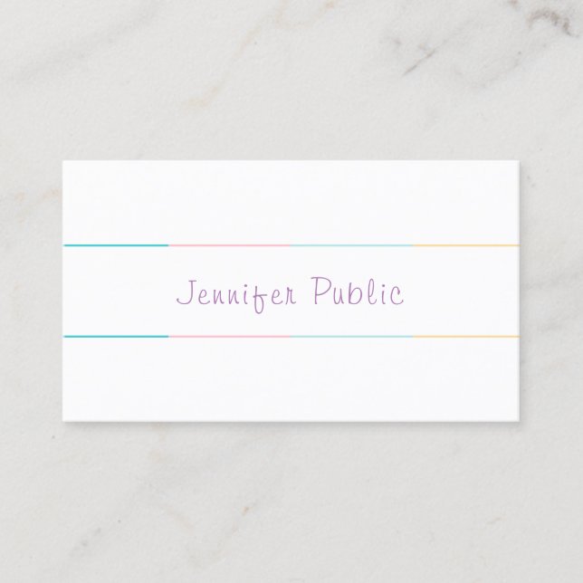Colourful Pretty Modern Handwritten Text Simple Business Card (Front)