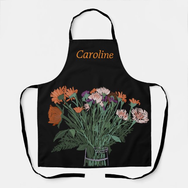 Colourful Pretty Spring Flower +Custom Name For He Apron (Front)